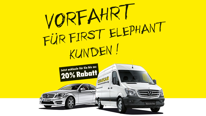 Starcar First Elephant Rabatt Sonderaktion